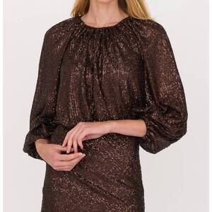 NEW SECULAR ava sequin top in chocolate